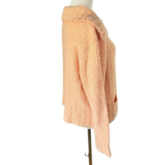 Talbots Shawl Collar Sweater Tangerine Orange Soft Fuzzy Wool Blend Chunky Knit - Picture 11 of 16
